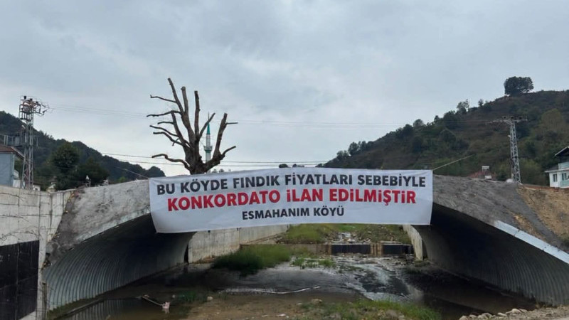 AKÇAKOCA’DA FINDIK FİYATLARINA PANKARTLI TEPKİ
