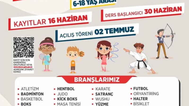 YAZ SPOR OKULLARI İÇİN KAYITLAR BAŞLADI